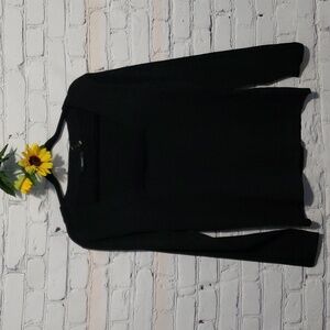 NWT Mosca Long Sleeve Sweater Square Neck Black Sz L